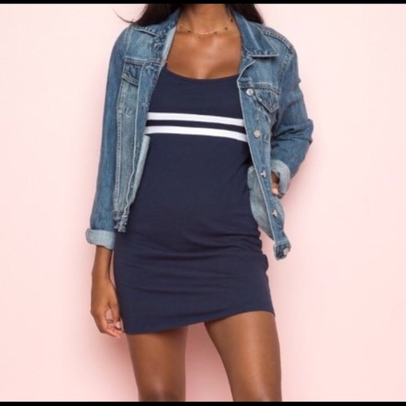 Brandy Melville Dresses & Skirts - Brandy Melville navy dress with white strips